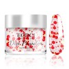 EODCI Color Dipping Powder, Red White Yellow Hexagon Sequins Dip