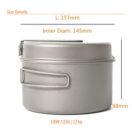 TOAKS Titanium 1350ml Pot with Pan, Titanium Pot Outdoor Camping Hiking Backpacking Picnic Cookware Pot Pan Set