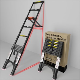 Telescoping Ladder Extension Telescopic Collapsible - 10.5 FT Rv Telescope Foldable Extendable Tall Compact Aluminum Ladders - for House Roof Travel Trailers Adjustable Retractable - 330lbs Capacity