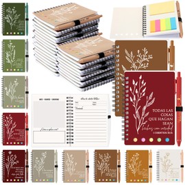 Kosiz 40 Pcs/20 Set Christian Notebook Bulk Spiral Bible Notebook and Pens Religious Notepad for Church Christmas Appreciation Gifts for Office Coworkers Staff Employee(Morandi,Classic)