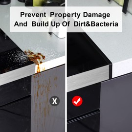 NXWATAO Stove Gap Covers (2 Pack),25.6" Long & 0.4" Wide Stove Counter Side Gap Guards, Oven Gap Filler with Stainless Steel, Heat Resistant and Easy to Clean,Protect Gap Filler Sealing Spills (Black)