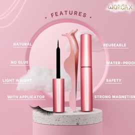 Magnetic Eyelashes, Eye Lashes With 5 Pairs of Magnetic Lashes - 2 Tubes of Magnetic Eyeliner, Reusable Magnetic Eyelashes with Tweezers, No Glue Need