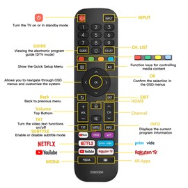FOXRMT Replacement Hisense Remote Control EN2G30H/EN2A30 Compatible for Hisense Vidaa Smart LED TV, No Setup Required