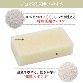 Wise ASSO AS-018 Three-Star Sponge, Dishwashable, White, 2 Pieces, Made in Japan