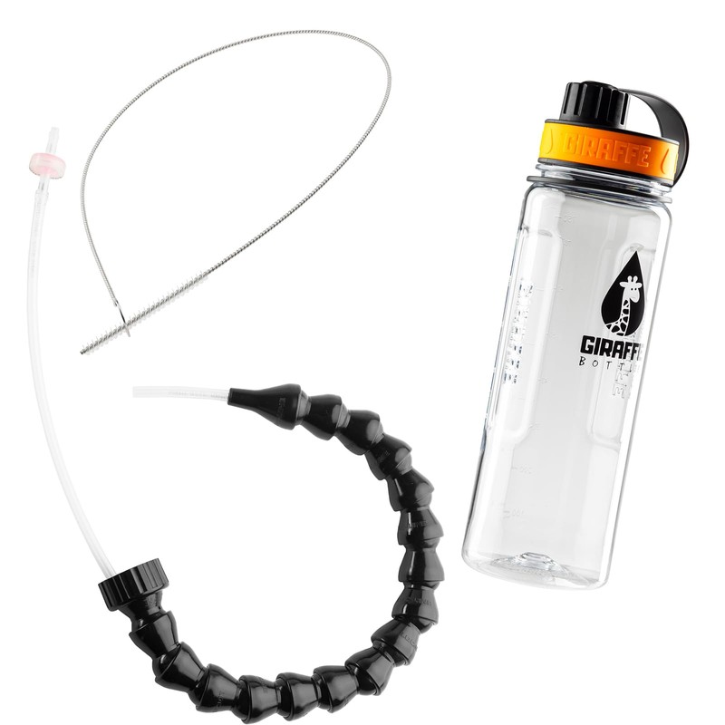 Giraffe Bottle Tower Hands Free Drinking System, Clear Tritan Bottle