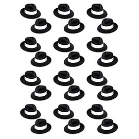 Beistle 60057-25 25 Piece Velour Fedora Hats with Bands, Black/White