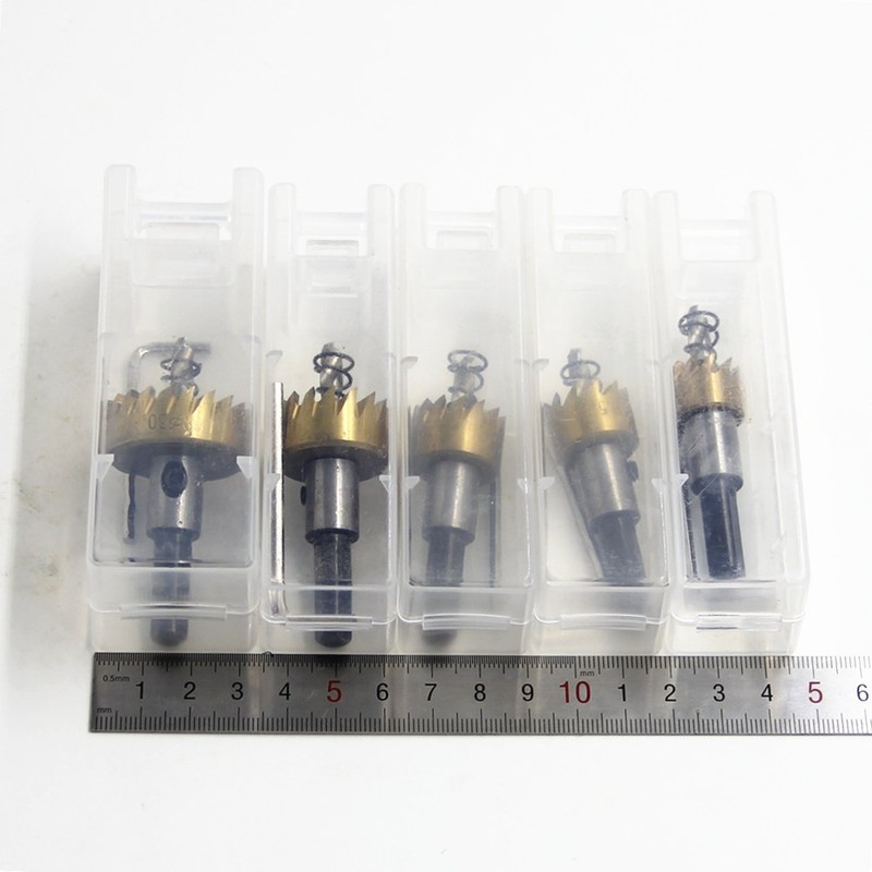 ZONADAH 5pcs Titanium Coated Drill Bit Set 16mm 18.5mm 20mm