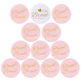 MEJOSER Set of 12 Hen Party Button 58 mm Bridal Team Bride Buttons JGA Badge Rose Gold Hen Night Accessories and Wedding Party Bridal Evening (Bridal Buttons)