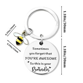 Bee Keychain Teacher Gifts Keychain Inspirational Gifts Cute Bee Accessory Keyrings for Men Women Colleagues Graduation Farewell Birthday Leaving Bag Purse Wallet Backpack Accessories
