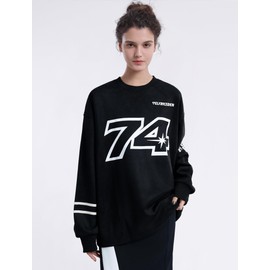 Aelfric Eden Oversized Crewneck Sweatshirts for Men Vintage Graphic Pullover Loose Fit Streetwear Long Sleeve Top