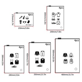 20 Pcs Travel Storage Bags, Clothes Packaging, Reusable Plastic Ziplock, Frosted Waterproof Resealable Clothing Zipper Pouch for Shoes Cosmetics Storage