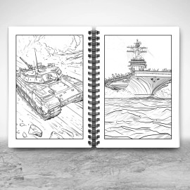 Unbranded War Coloring Book | Army Coloring Book | Military Coloring Battle Tank Coloring