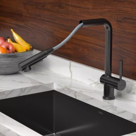 TORVA Black Stainless Steel Kitchen Faucet w/ Pull Down tap Pull Out Sprayer Handle