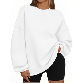 EFAN Womens Oversized Sweatshirts Hoodies Fleece Crewneck Sweaters Casual Tops Comfy Fall Fashion Outfits Winter Clothes 2025 White S