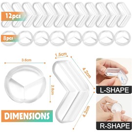 Corner Protector for Baby (20-Pack),Table Corner Protectors for Baby Corner Guards，Baby Proof Clear Safety Guards，12 L-Shaped and 8 Round-Shaped Furniture Corner Covers for Baby Child Keep Safe