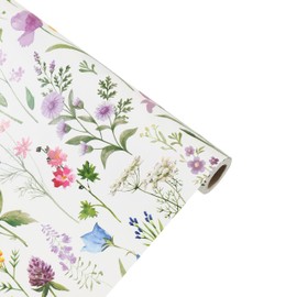 Flowers Wrapping Paper Roll-17 Inches X 32.8 Feet, Mini Roll, Colorful Plaid Design Wrap Paper for Girls Women Grandma, for Birthdays, Bridal Shower, Weddings, Anniversaries, Mother's Day, Floral Design, 1 Roll