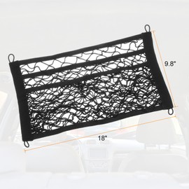 sourcing map 3-Layer Small Cargo Net 18" x 9.8" Stretchable Storage Mesh Pocket Net Automotive Cargo Nets Storage Pouch Organizer with 4pcs Screws and 4pcs Hooks for Trunk RV Boat