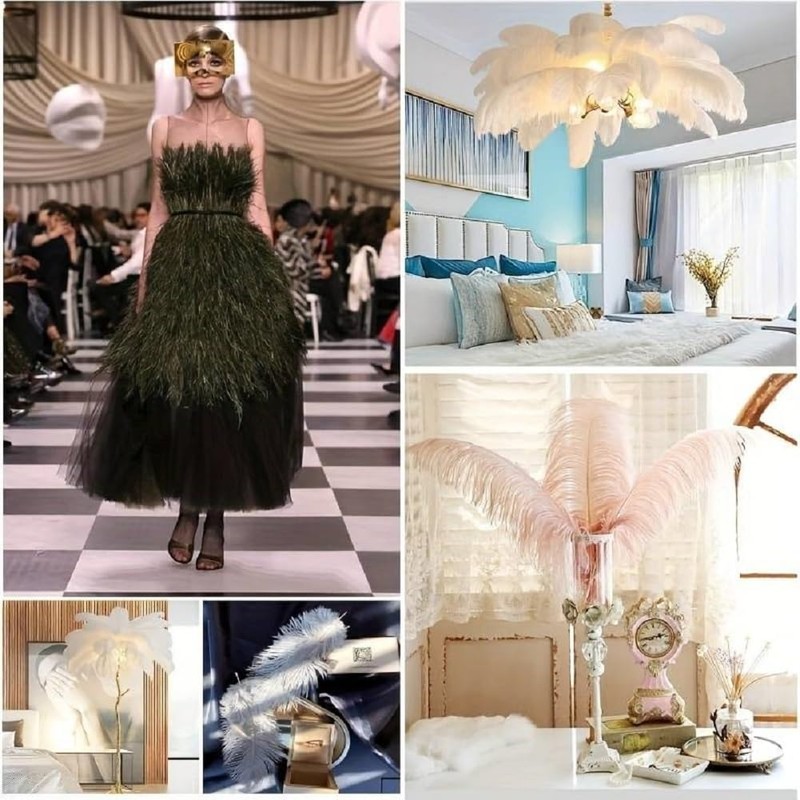 10pcs Natural Ostrich Feather Craft 16-18inch(40-45cm) Plume for Wedding Centerpieces