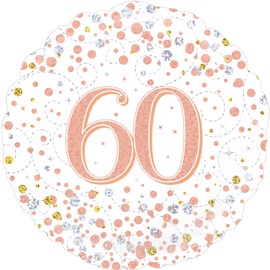 Oaktree 18" 60th Sparkling Fizz Birthday White & Rose Gold Holographic