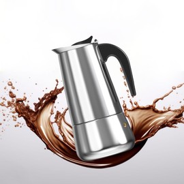 UNIHYGGE 9 CUP Silver Stainless Steel Moka Pot Stovetop Espresso Maker Italian Classic Cafe Percolator Maker for Home Camping Travel Use