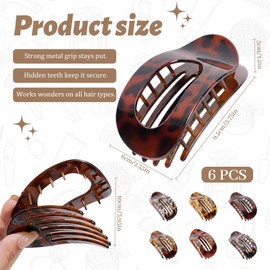 Srup 6 Pieces Flat Hair Clips Women, Elegant French Hair Clip for Daily Life, Perfect French Flat Claw Clip, Large Flat Hair Clips Women, Hair Bracket Medium -Size, Flat Claw Clip