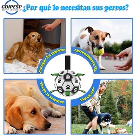 FRANCISCO Juguetes para Perros Balón de Fútbol,Pelota de Fútbol para Perros con Pestañas de Agarre, Pelota de Práctica Perro Duradera para Perros, Juguete Interactivo para Tirar de Perros. (Palmas)