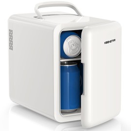 KEENSTAR Mini Fridge, 6 Liter/8 Can Small Fridge, 110V AC/ 12V DC Cooler and Warmer for Bedroom, Cosmetics, Office, Dorm and Car, Portable Personal Refrigerator for Cosmetics, Skincare and Food