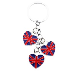 COLORFUL BLING Dainty Heart Shaped Union Jack Keychain Charm British Flag Pendant Keyring Bag Decoration Purse Charm Car Keyring for Girls Women Boys Men-A