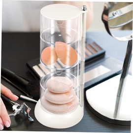 LABRIMP Cotton Swab Holder Rotatable Design Multi Makeup Organizer for Sponges and Beauty Tools Compact Storage Container for Vanity and Travel