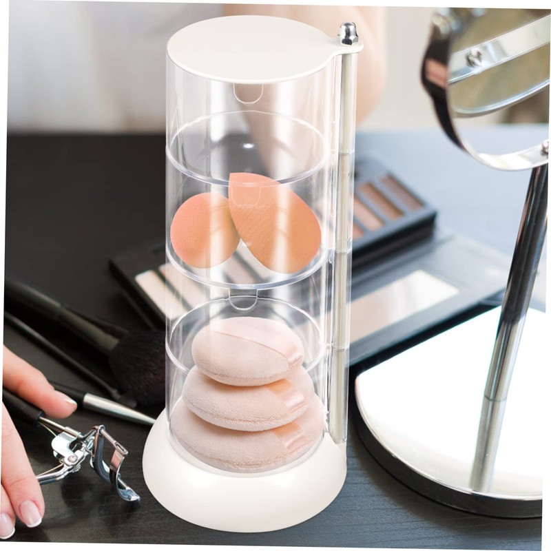 LABRIMP Cotton Swab Holder Rotatable Design Multi Makeup Organizer for