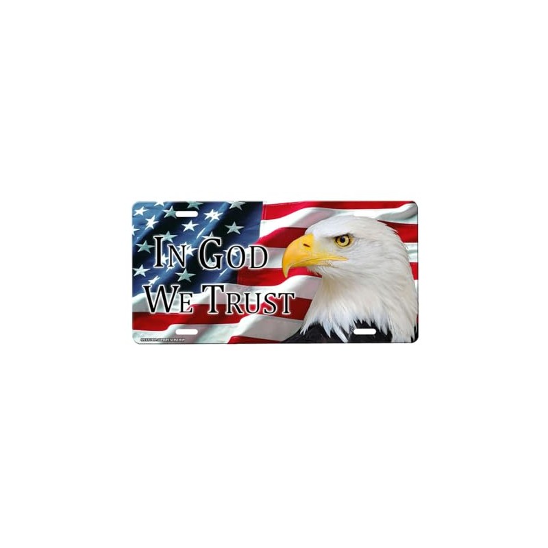 in God We Trust Eagle American Flag Novelty Car Tag