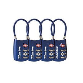 Master Lock 4688DBLU TSA Accepted Cable Luggage Lock, Blue, 4-Pack