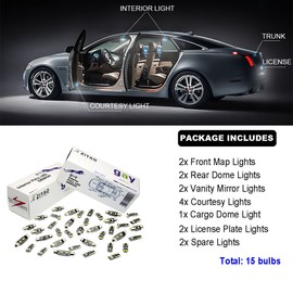 ZIYO 15 Bulbs Deluxe White Interior LED Light Kit For Infiniti QX80 2011-2019 Package