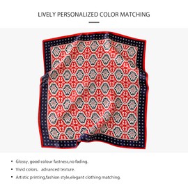 LumiSyne Women's Silk Scarf, Square Scarf, Solid, Retro Chain, Print, Lightweight, Soft, Hair Bandage, Neckerchief, Decorative, Headwear, Handkerchief, Red Paisley Print