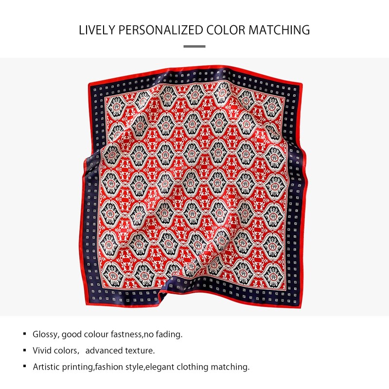 LumiSyne Women's Silk Scarf, Square Scarf, Solid, Retro Chain, Print,