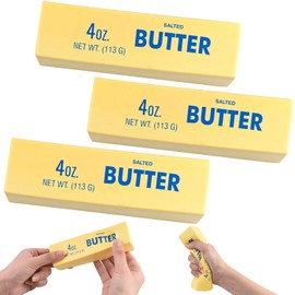 Butter Squishy Stress Relief Set, 3 Pack 5.5” Realistic Butter Stick Slow Rising Squeeze Items, Scented PU Foam Desk Stress Reliever, Novelty Gifts for Adults