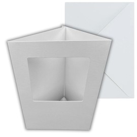 Stella Weds 10 Pack A6 White Rounded Top Square Aperture Card Blanks & Envelopes, Tri-Fold - 300gsm for DIY Greeting Cards, Invitations, Photo Display, and Craft Projects