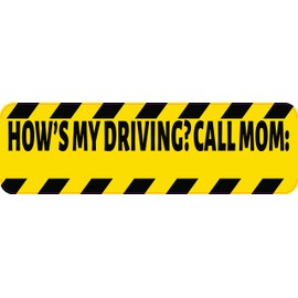 StickerTalk Hows My Driving Call Mom Vinyl Sticker, 10 inches by 3 inches