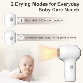 Cordless Hair Dryer for Baby, Kids Model with Charging Base, Gentle Airflow Mini Hair Dryer, Portable Travel Design, Small Dryer for Infant Delicate Skin