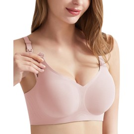 SUNSHE Nursing Bras for Breastfeeding, Seamless Ultra Comfort Nursing Bra, Classic Maternity Bra Nursing Bras for Women Pink