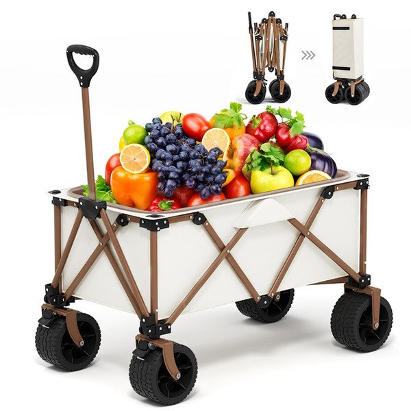 450L Collapsible Folding Wagon with 330lbs Weight Capacity, Heavy Duty