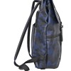 Duchamp Backpack Navy Camouflage Camo Rubberized Foldover Padded Straps