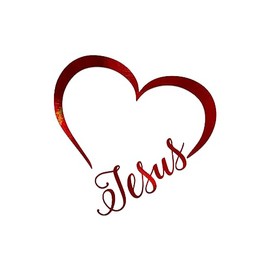 Jesus Heart Love Vinyl Decal Notebook Car Laptop 5.5" x 1.5" (Red Holographic)