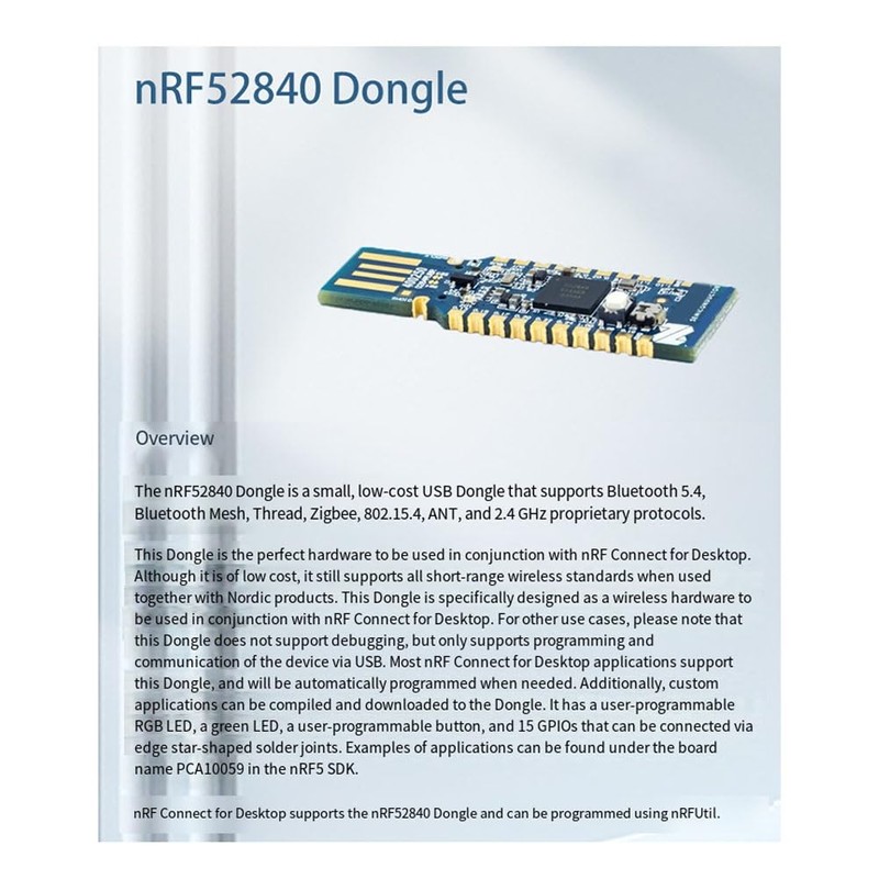 Aswalling Nordic USB Dongle for Eval Bluetooth NRF52840-Dongle Wireless Module
