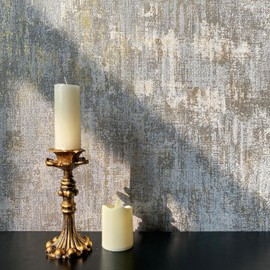 Simon&Siff - Papel pintado texturizado de hormigón envejecido, 17.3 pulgadas x 19.68 pies, color blanco, dorado/gris, metálico, moderno papel de pared no tejido neutro para recámara, papel de pared