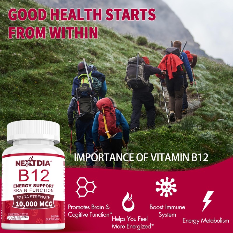 B12 Vitamins 10,000 mcg, Methylated Vitamin B12 Sublingual - Energy