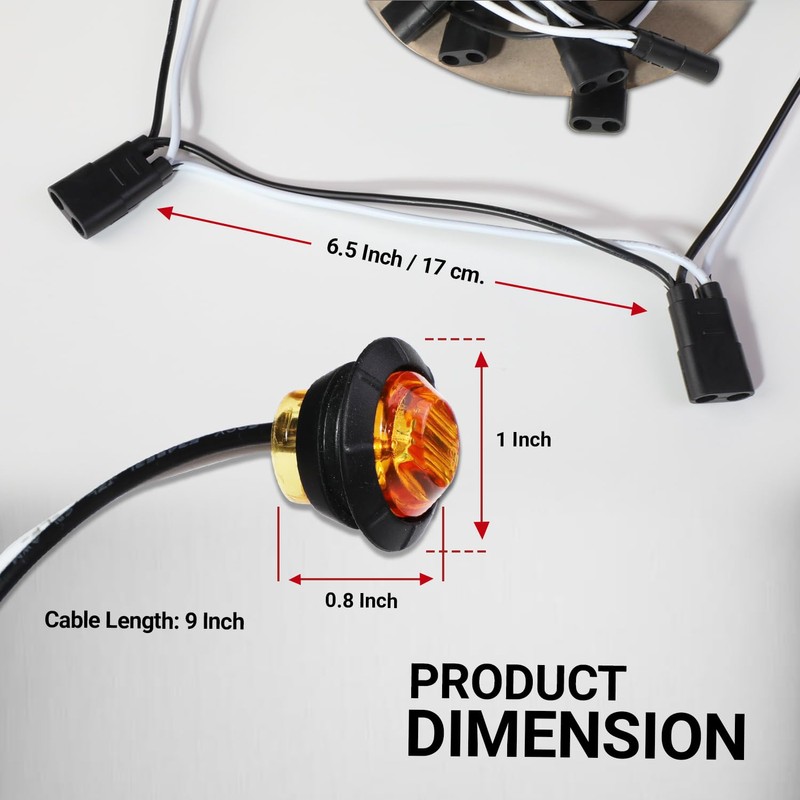 TMH 20 Pcs 3/4 Inch Side Marker Amber Lights with