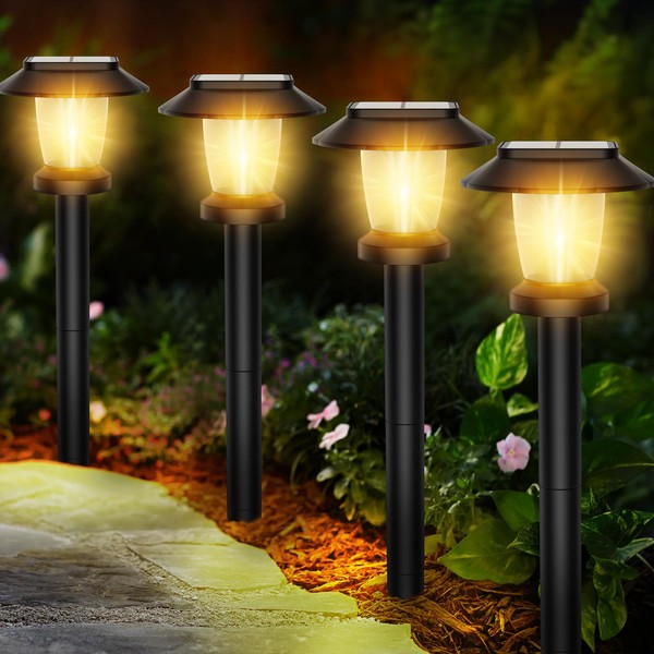 Solar Pathway Lights Outdoor - 10 Pack Solar Powered Garden