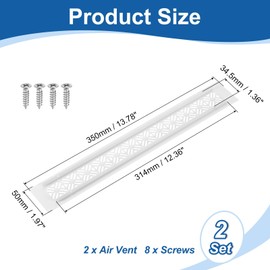 uxcell 2Pcs Aluminum Alloy Air Vents, 350 x 50mm / 13.8 x 2" Rectangle Louvered Ventilation Grille Cover with Mounting Screws for Door Cabinet Wardrobe, White