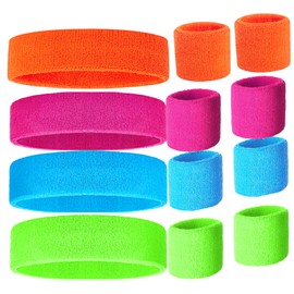 80s Sweatband, Sports Headband and Wristbands, Sweat Bands Neon Colors, 80s Party, Sweatbands for Women, Colorful Sweatband Set